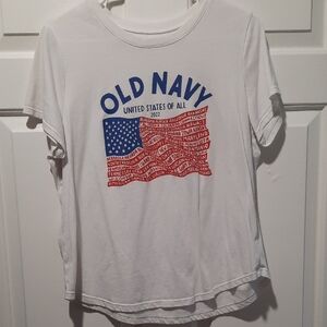Old Navy White Tee with Flag Graphic